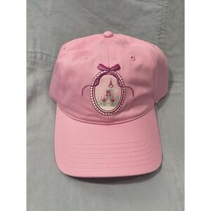 NEW Disney Parks Christmas Holiday Castle Ribbon Bow Pink Hat Adult Adjustable